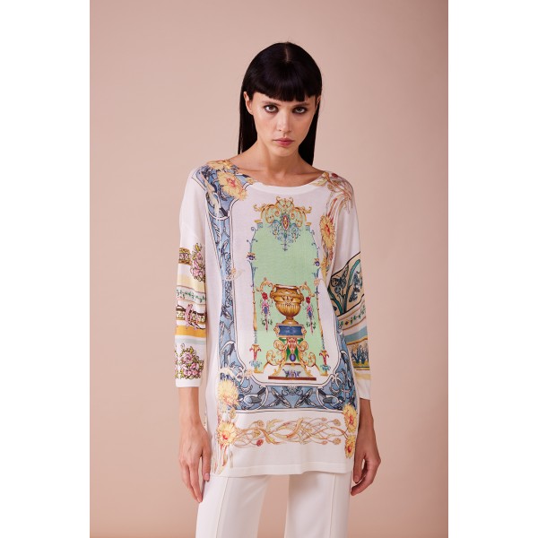 KNIT SWEATER LIBERTY PRINT DOUBLE USE