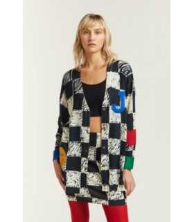  Cardigan Oversize con stampa Quadri e Applicazioni