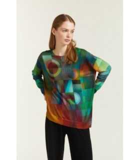  Asymmetrical Sweater with double use Optical print