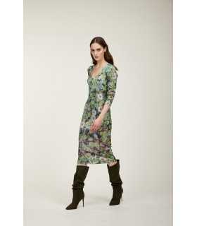  V neck dress with Garden print