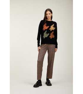  Crewneck sweater with maxi pied de poul inlay