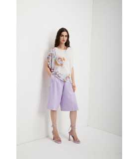  Maglia oversize con stampa Maxi fiore double use e scollo a barca