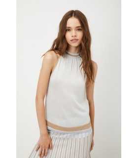  Halter neck gold& silver lurex knitted top