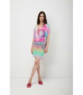  Knitted kimono dress with double use Pixel print