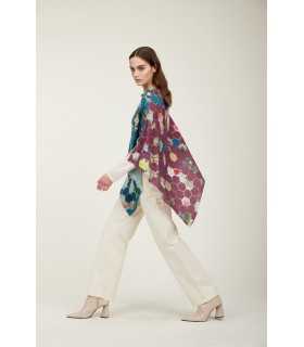 Poncho with Esagoni print double use