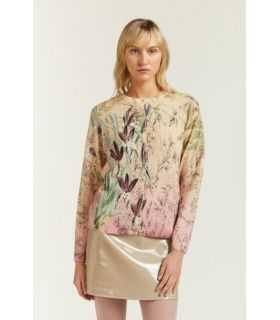 Cardigan girocollo a Trecce con stampa Botanica double use