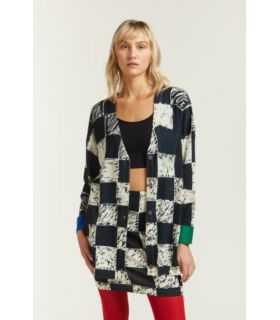 Cardigan Oversize con stampa Quadri