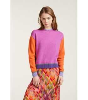 Oversize multicolor turtleneck sweater double use