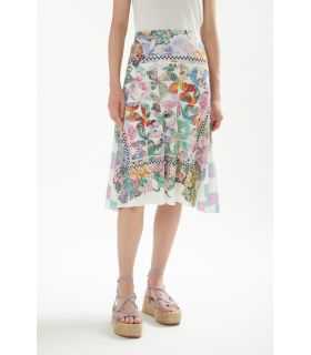 Pleated skirt with Foulard print double use