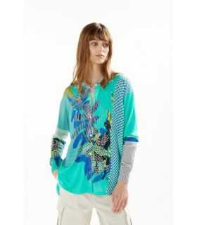 Camicia a maniche lunghe con stampa Plants e Pois