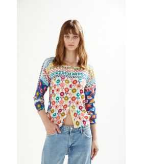 Crewneck jacket with 3/4 sleeves and Fun print double use