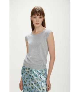  Top in lurex con motivo pointelle