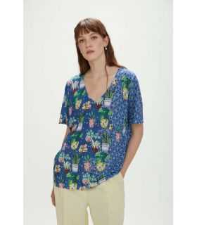  Short-sleeve top with flowers print double use