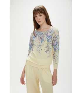  Fine knit pullover with floral print